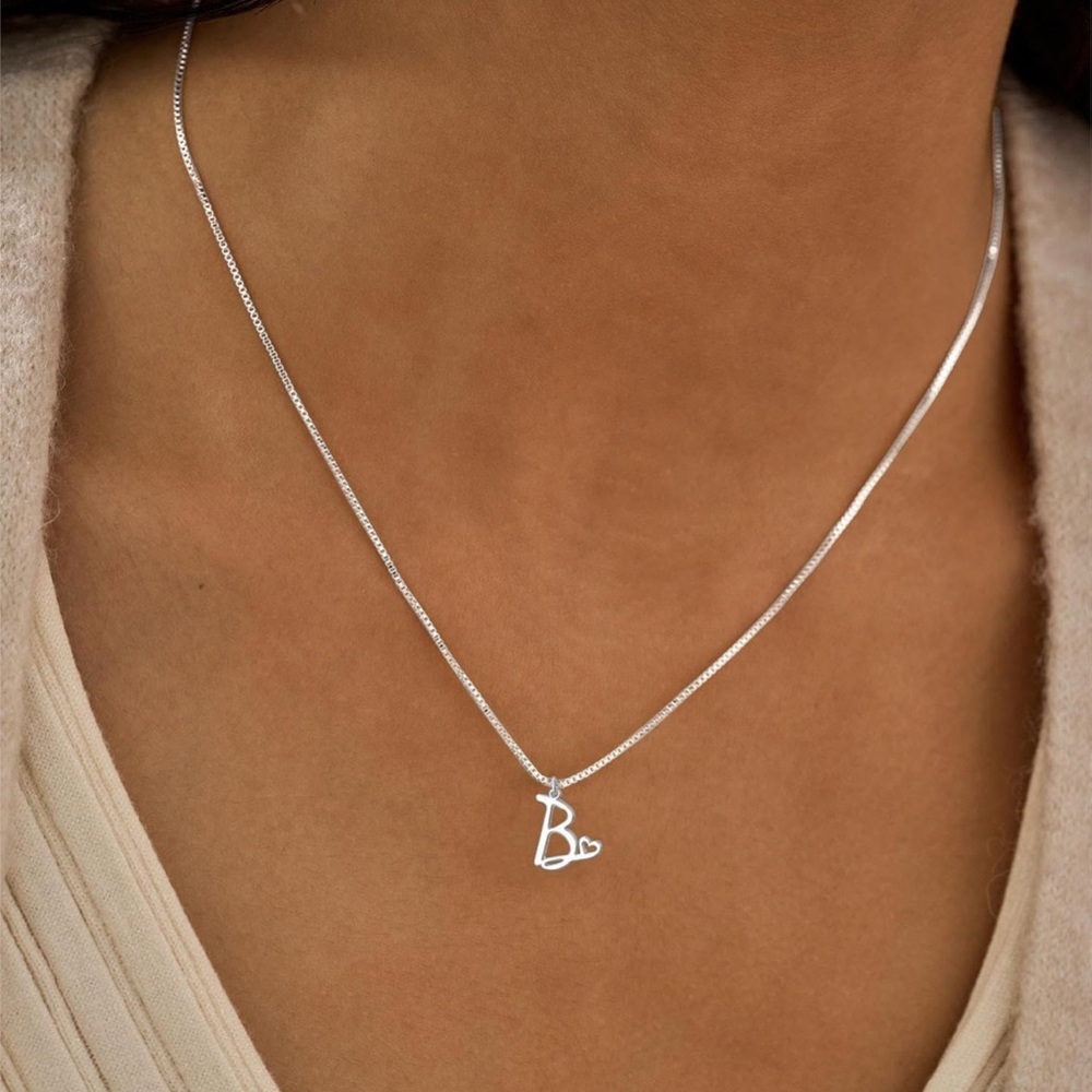 Elegant Silver Initial Letter “B” Necklace